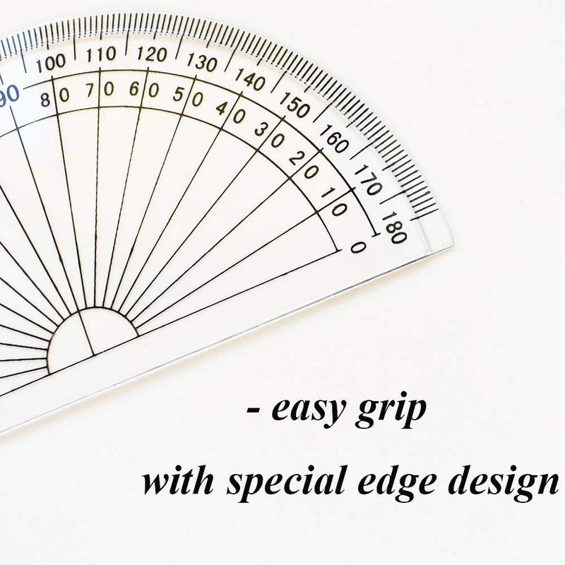 Lelines 4 Inch Protractor, Plastic Student Math Protractors, Pack of 2, Clear - Image 4